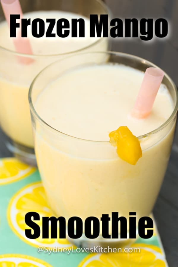 Two glasses of mango yogurt smoothies