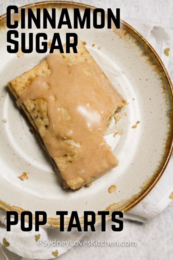 Overhead view of homemade pop tart with bite taken from it.